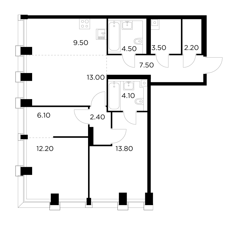3 ккв (Евро) 78,8 м²