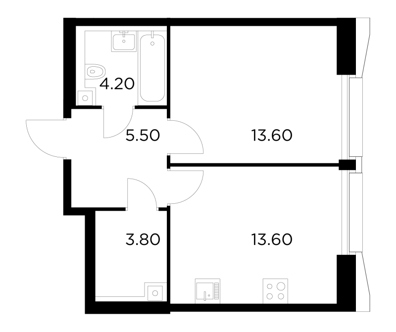 1 ккв 40,7 м²