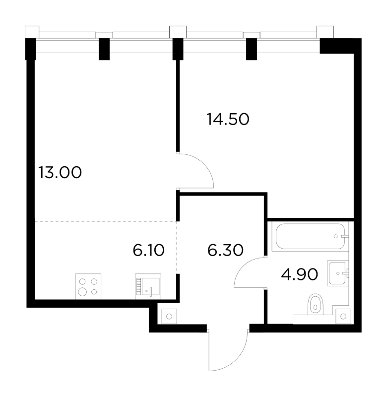 2 ккв (Евро) 44,8 м²