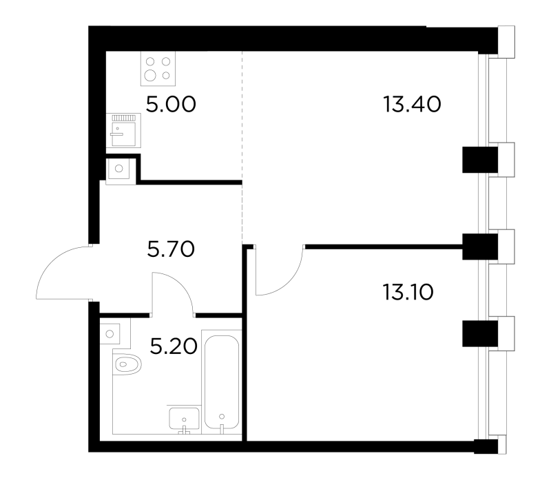 2 ккв (Евро) 42,3 м²