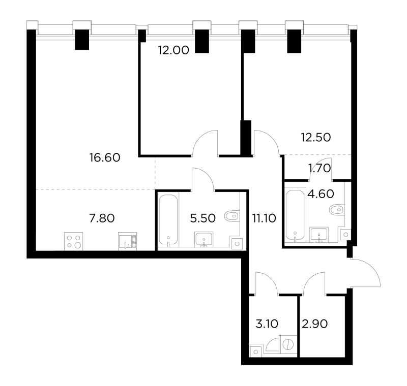 3 ккв (Евро) 77,8 м²