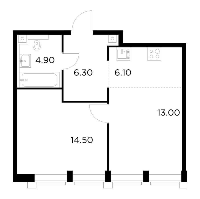 2 ккв (Евро) 44,8 м²