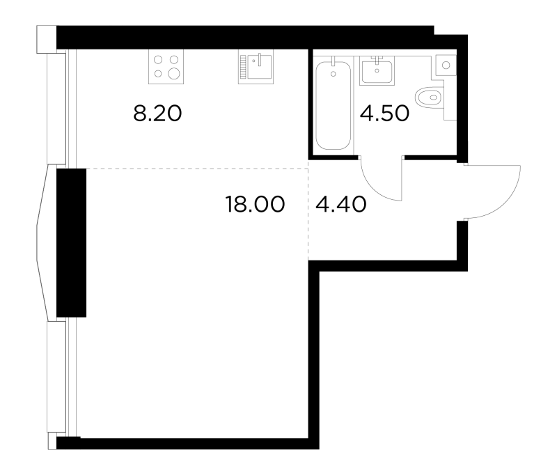 Студия 35,1 м²