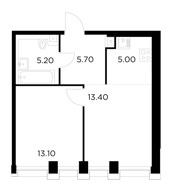 2 ккв (Евро) 42,3 м²