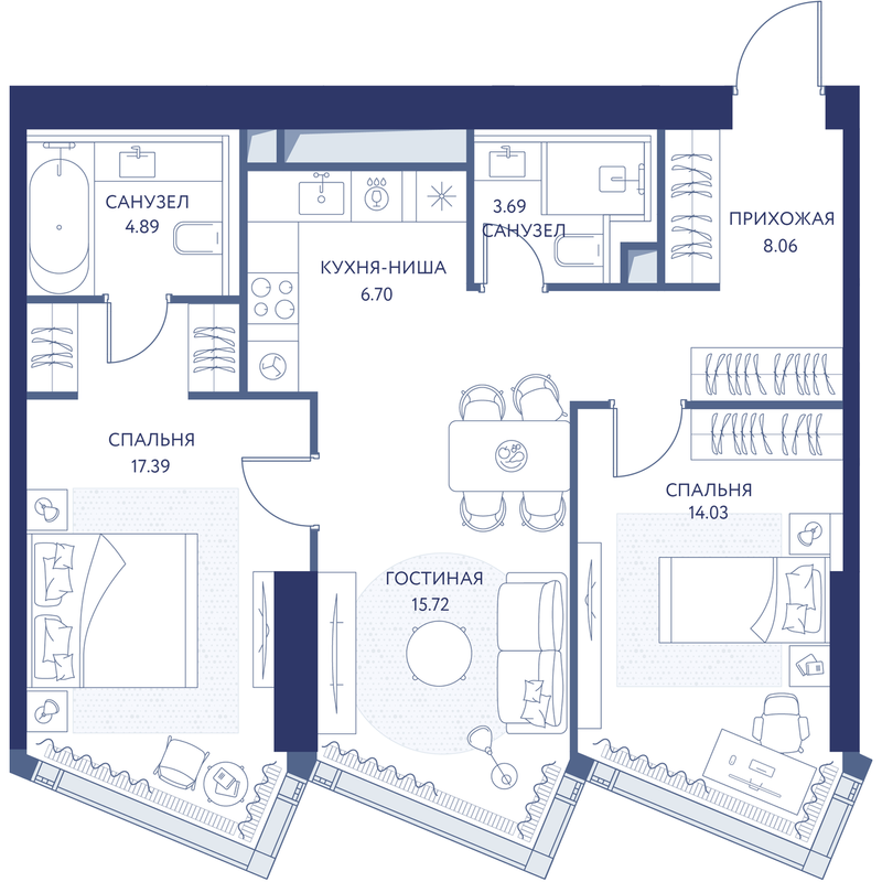 2 ккв 70,5 м²