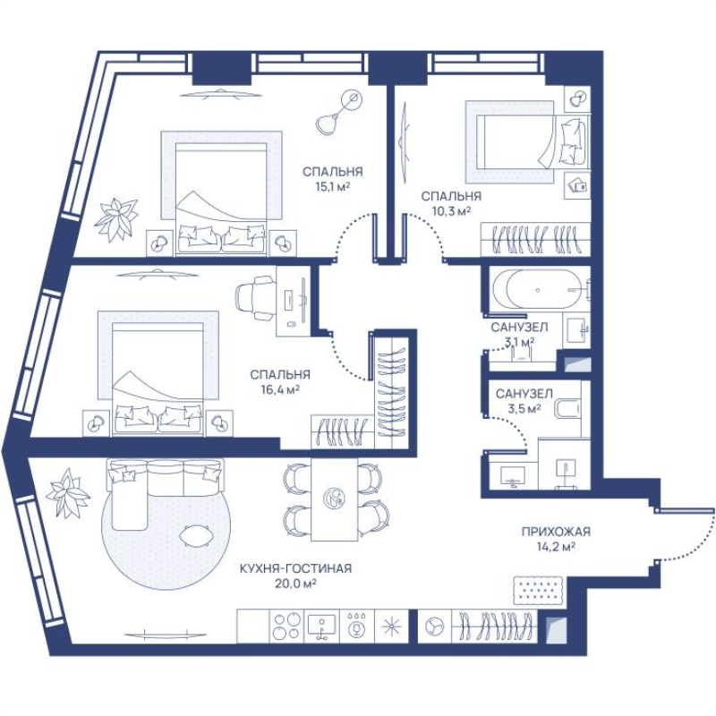 4 ккв (Евро) 82,6 м²