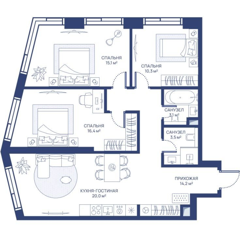 4 ккв (Евро) 82,6 м²