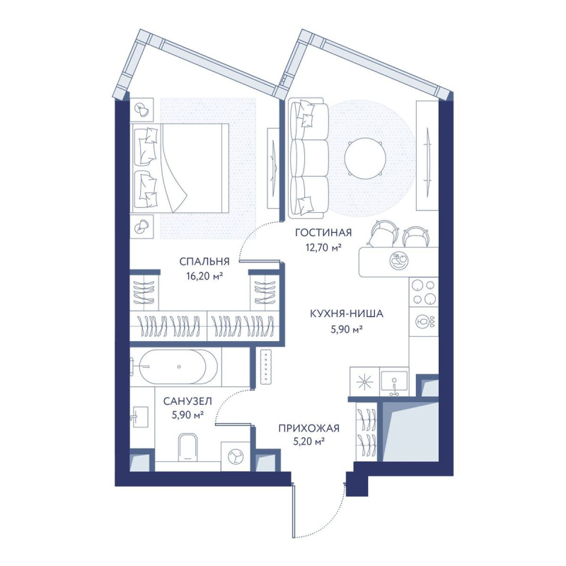 2 ккв (Евро) 45,9 м²