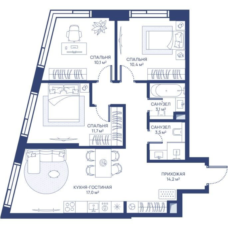 4 ккв (Евро) 70 м²