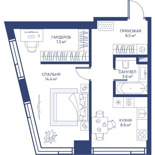 1 ккв 42,6 м²