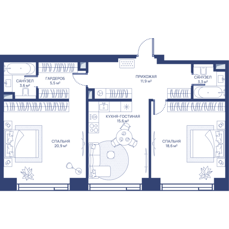 3 ккв (Евро) 79,4 м²