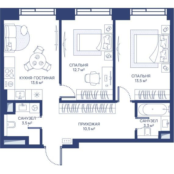 2 ккв 57,1 м²