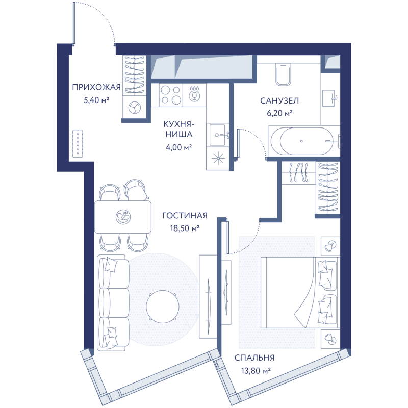 2 ккв (Евро) 48 м²