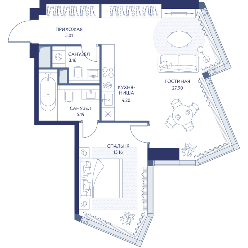 2 ккв 60,7 м²