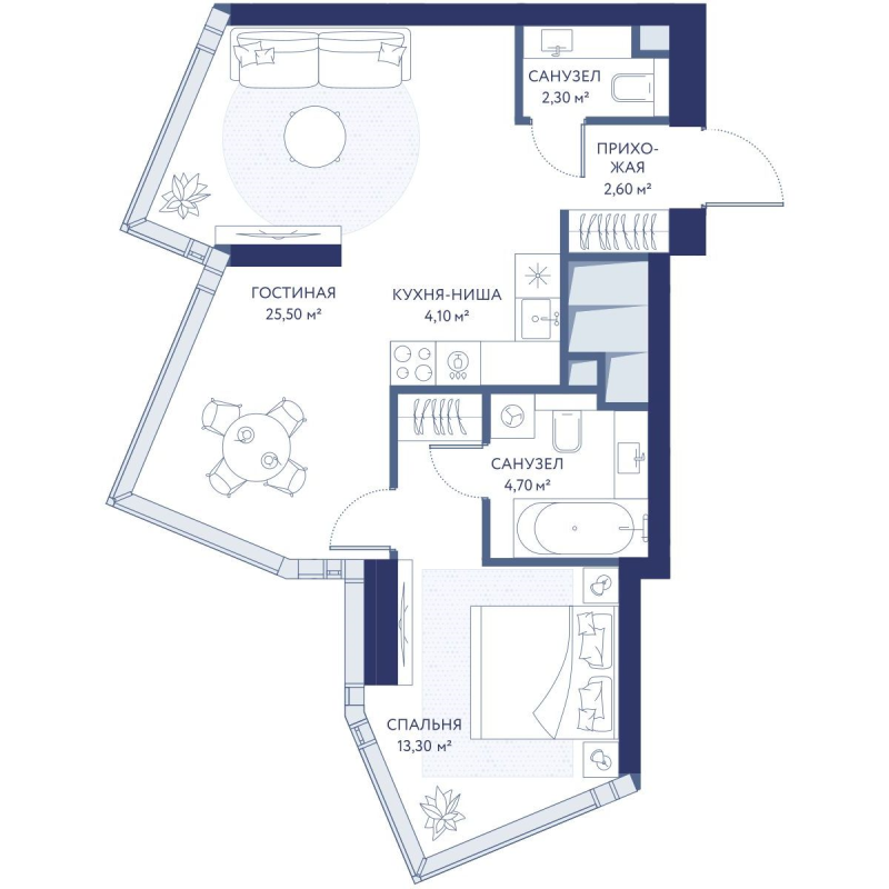 2 ккв (Евро) 52,5 м²