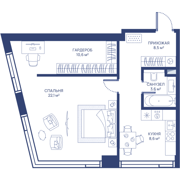 1 ккв 53,4 м²