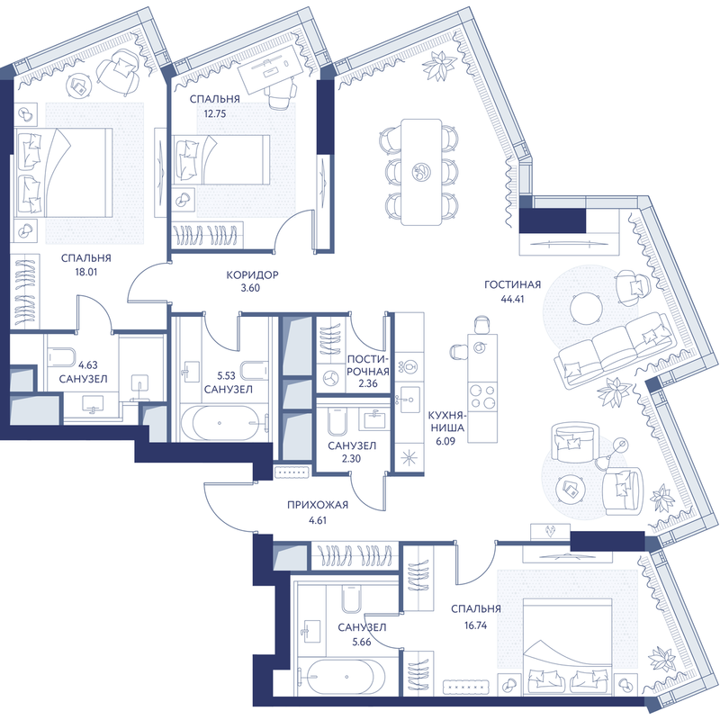 4 ккв 126,7 м²