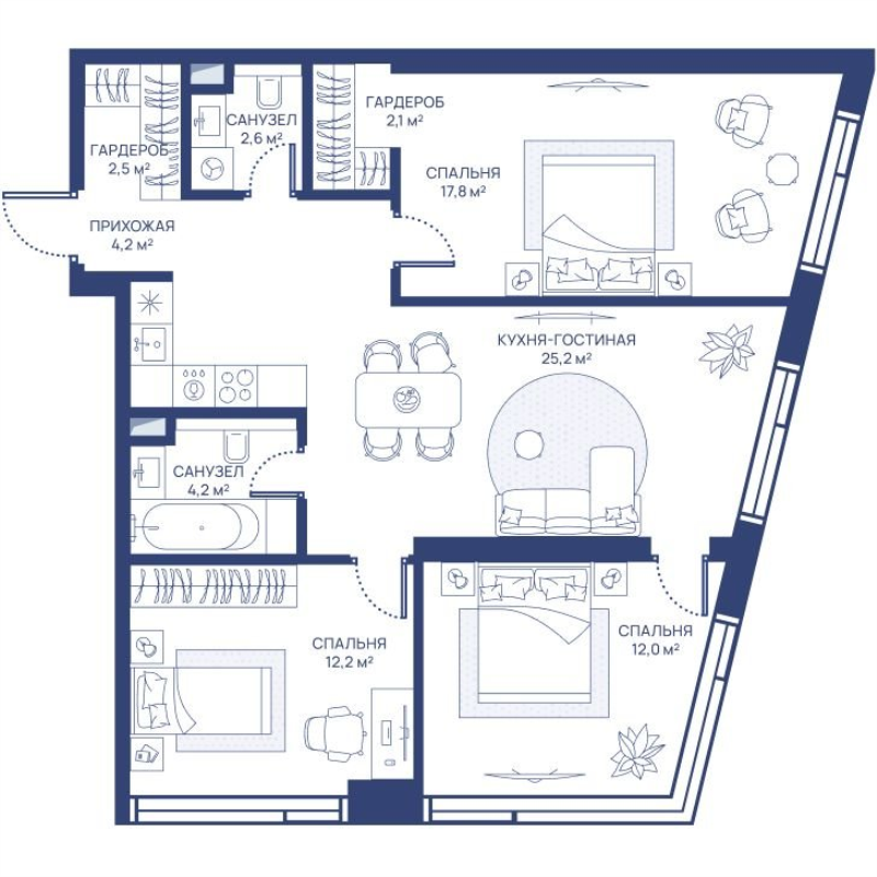 4 ккв (Евро) 82,8 м²