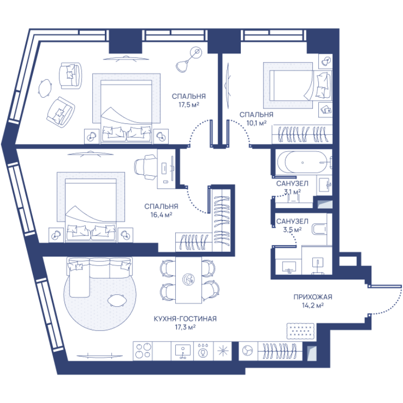 4 ккв (Евро) 82,1 м²