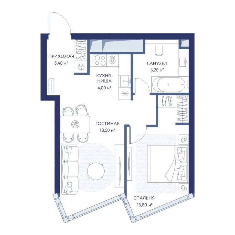 2 ккв (Евро) 48 м²