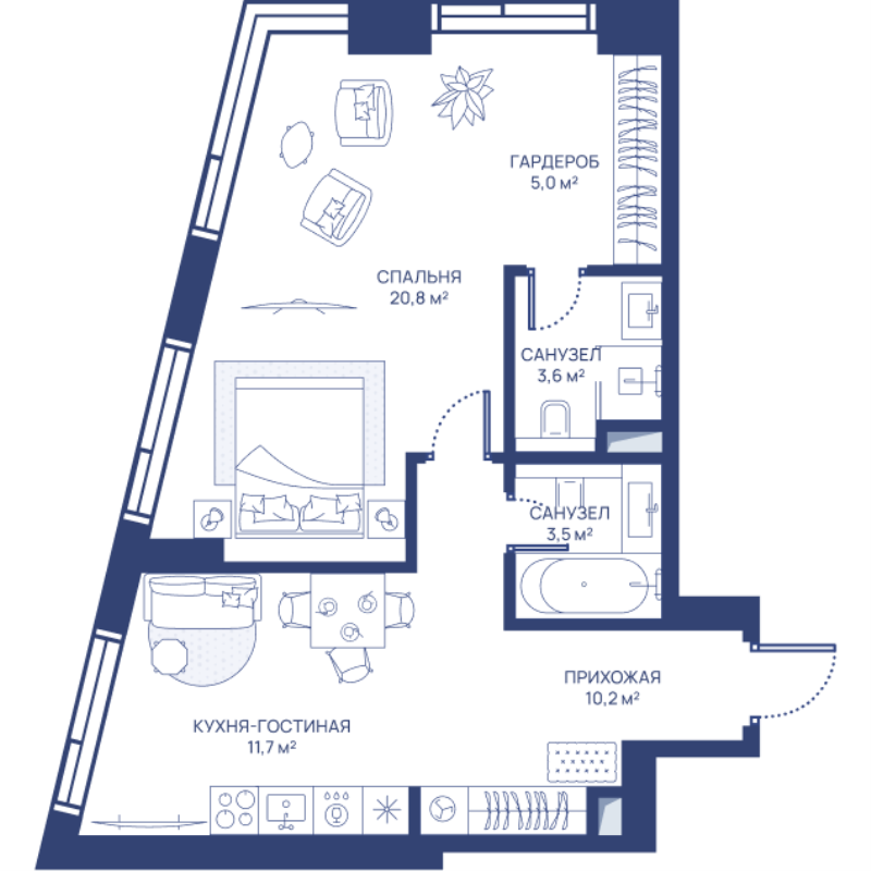 1 ккв 54,8 м²