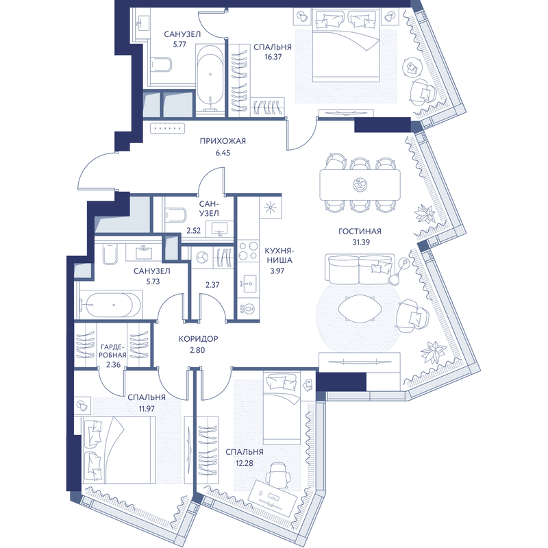 4 ккв 104,2 м²