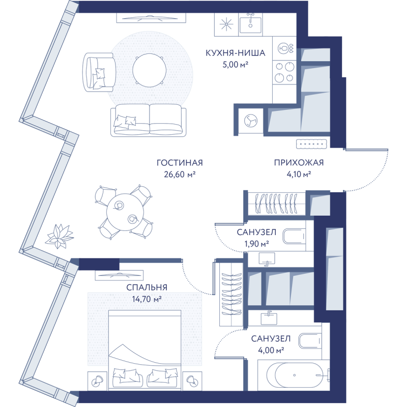 2 ккв (Евро) 56,3 м²