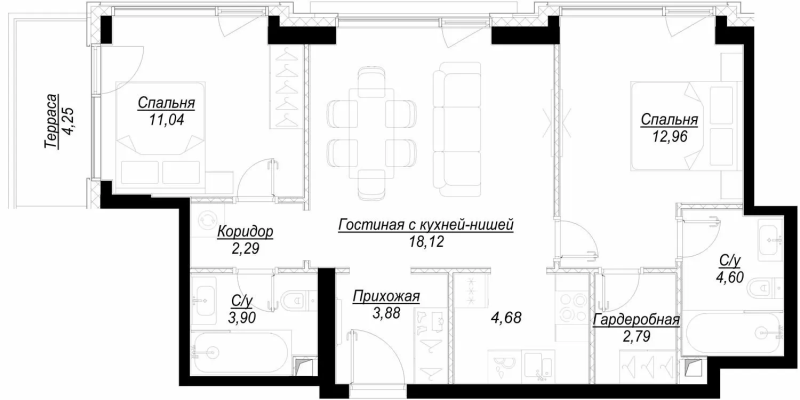 3 ккв (Евро) 66,6 м²