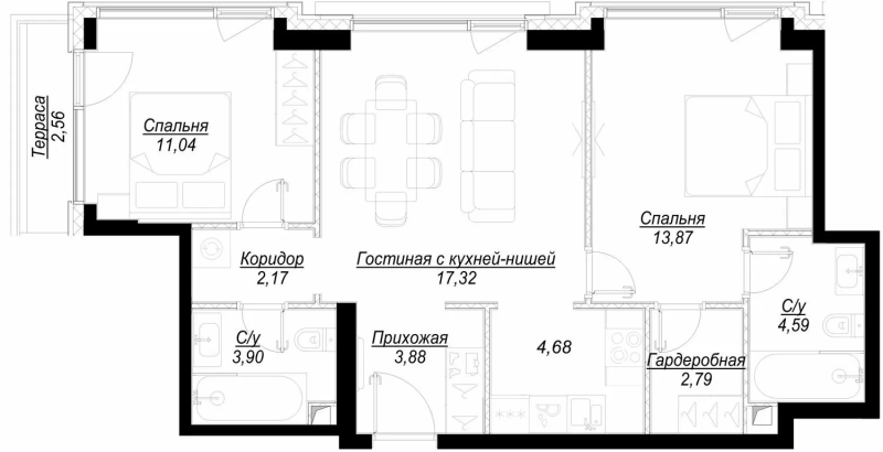 3 ккв (Евро) 66,1 м²