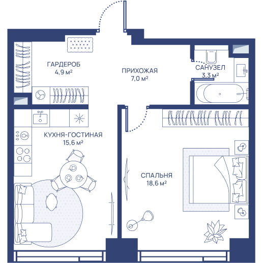 2 ккв (Евро) 49,4 м²