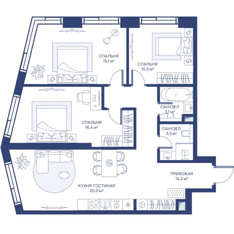4 ккв (Евро) 82,6 м²