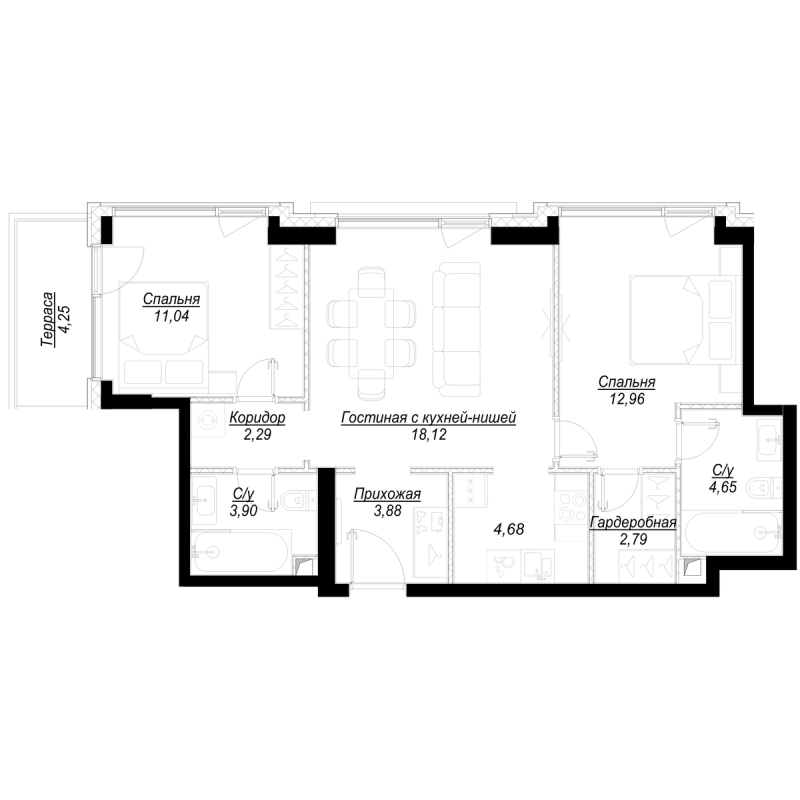 3 ккв (Евро) 66,1 м²