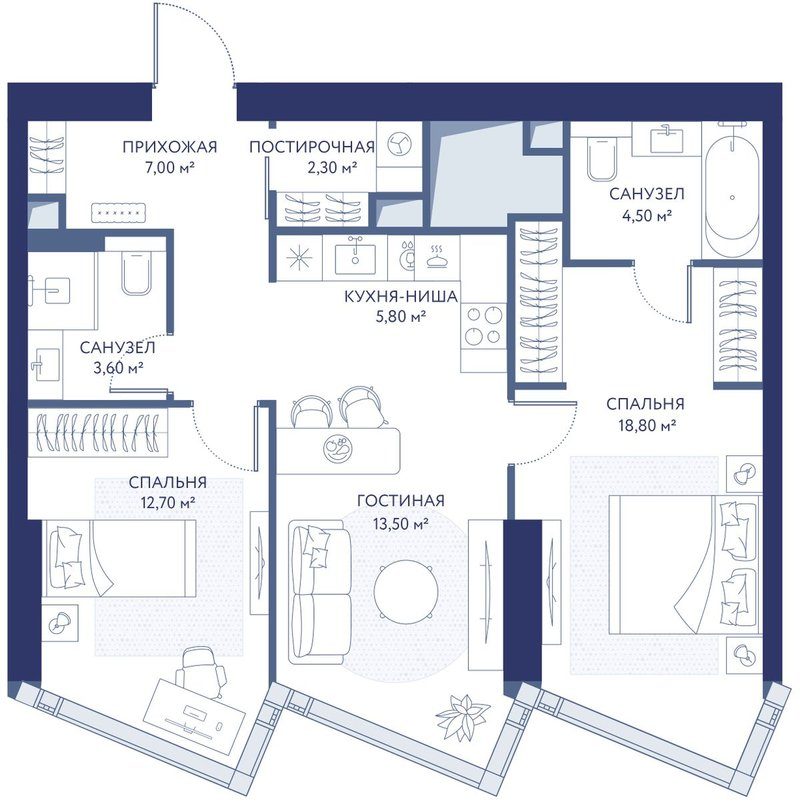 2 ккв 69,7 м²