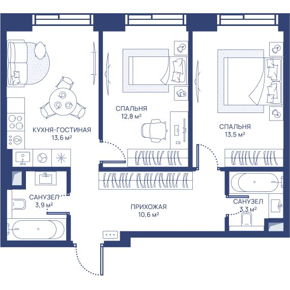 2 ккв 57,7 м²