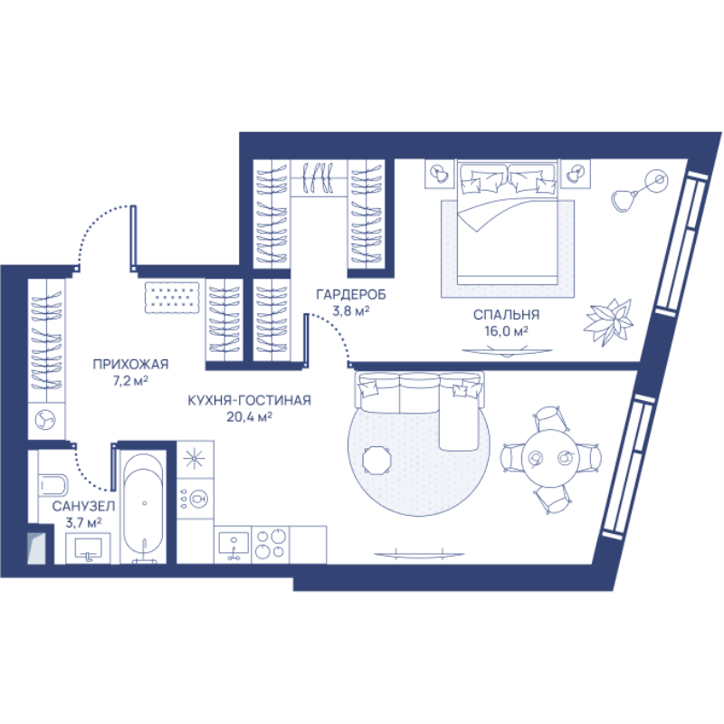 2 ккв (Евро) 51,1 м²