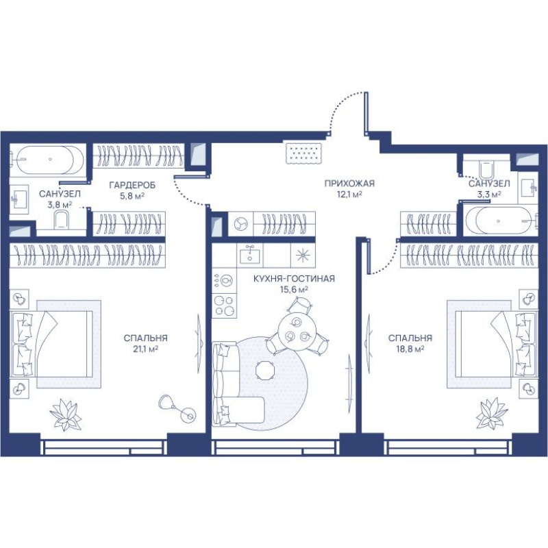 3 ккв (Евро) 80,5 м²