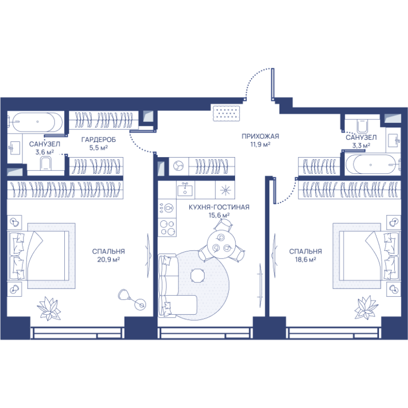 3 ккв (Евро) 79,4 м²