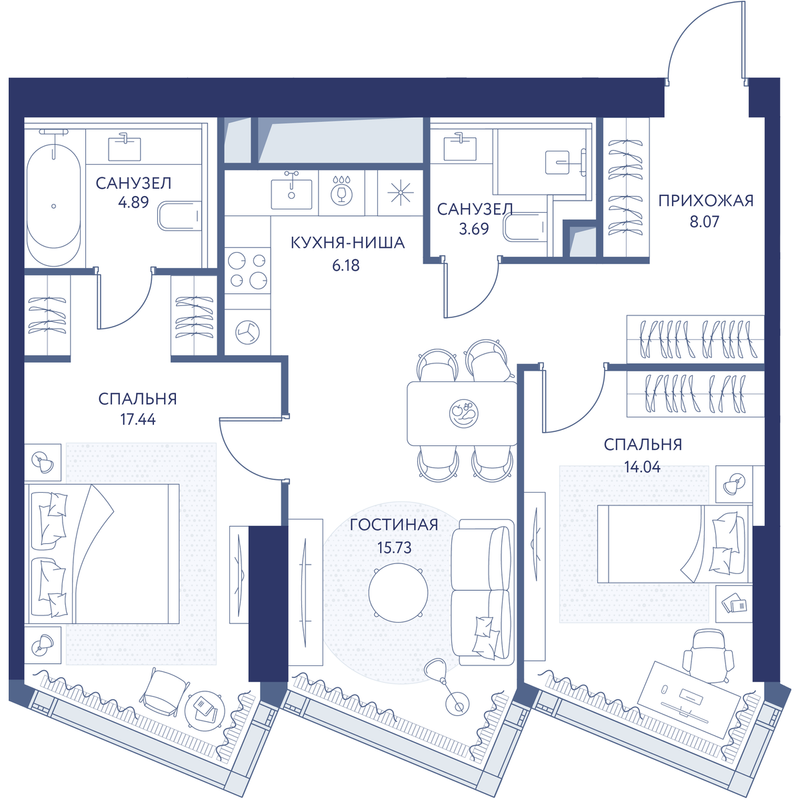 2 ккв 70 м²