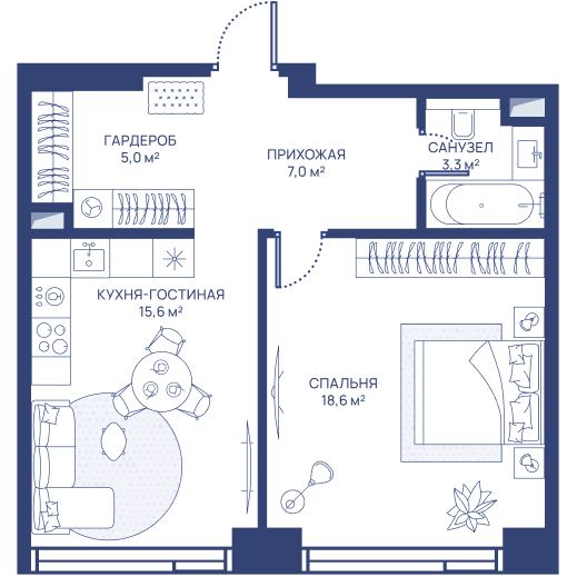 2 ккв (Евро) 49,5 м²