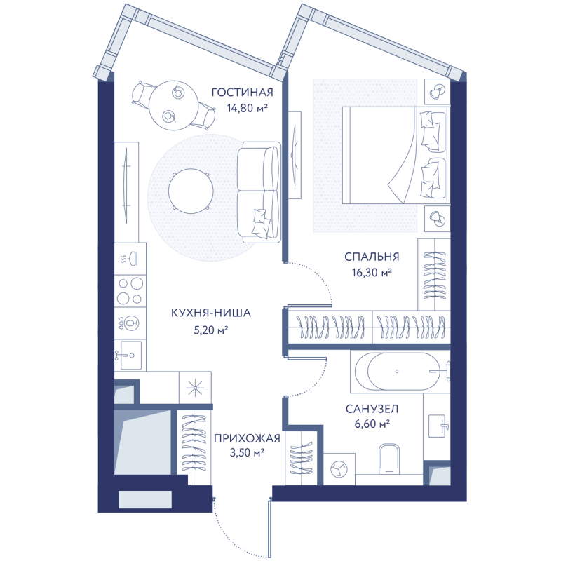 2 ккв (Евро) 46,4 м²