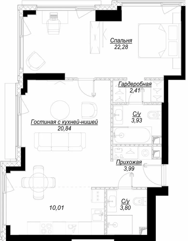 2 ккв (Евро) 68 м²
