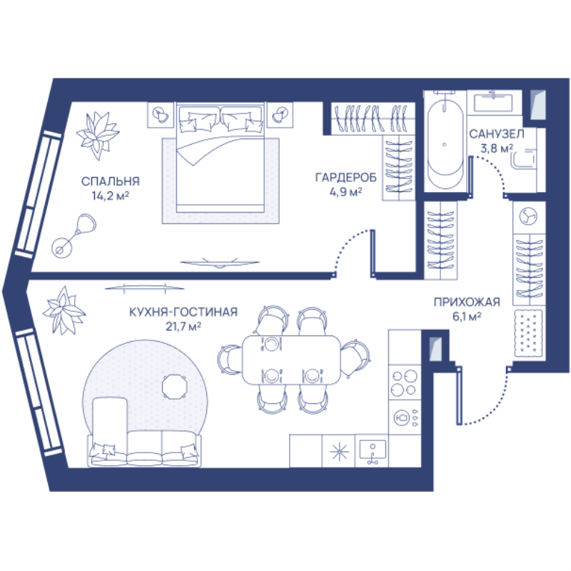 2 ккв (Евро) 50,7 м²