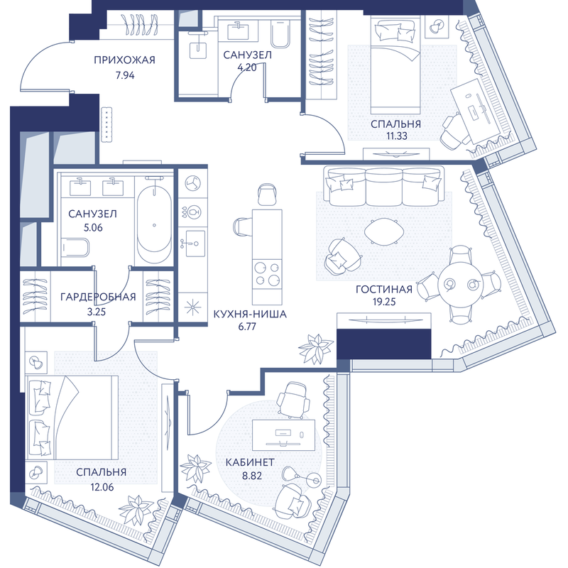 3 ккв 78,8 м²