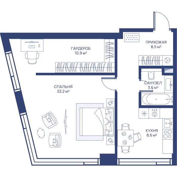 1 ккв 53,8 м²