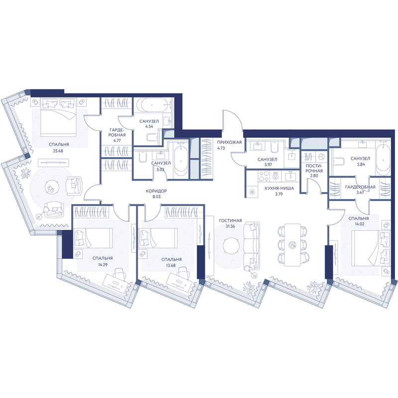 4 ккв 145,7 м²