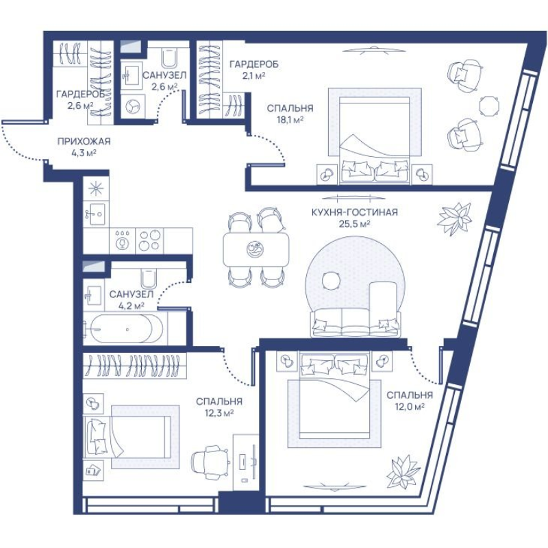 4 ккв (Евро) 83,7 м²