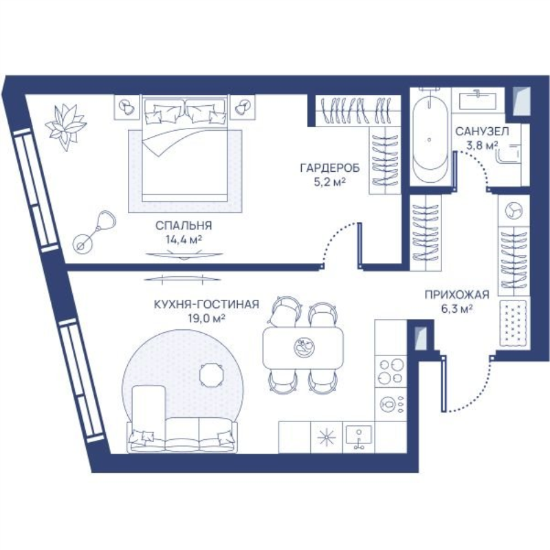 2 ккв (Евро) 48,7 м²
