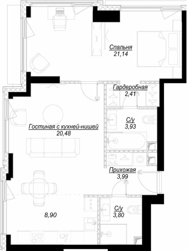 2 ккв (Евро) 65,7 м²