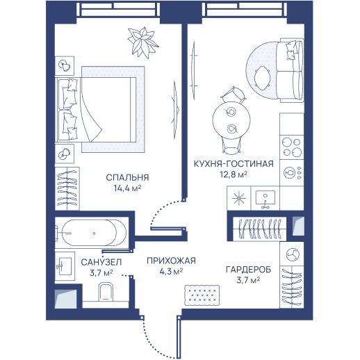 1 ккв 38,9 м²