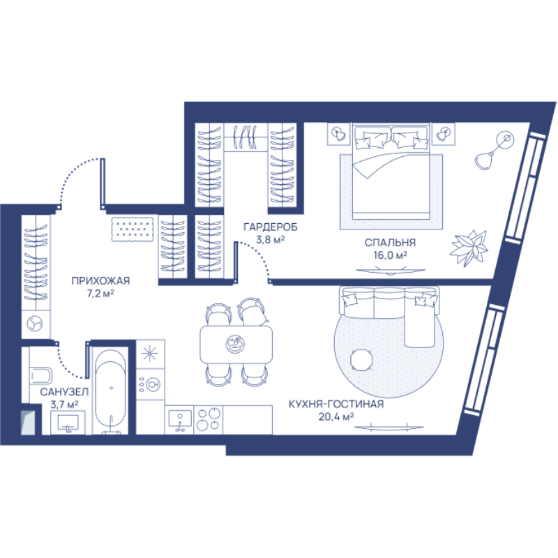 2 ккв (Евро) 51,1 м²